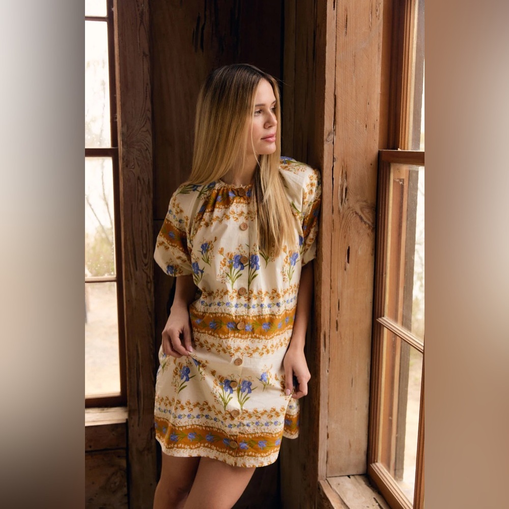 Olivia by Livro Frannie Mini Dress Oversized Boho Cottagecore Hierloom NWT $295